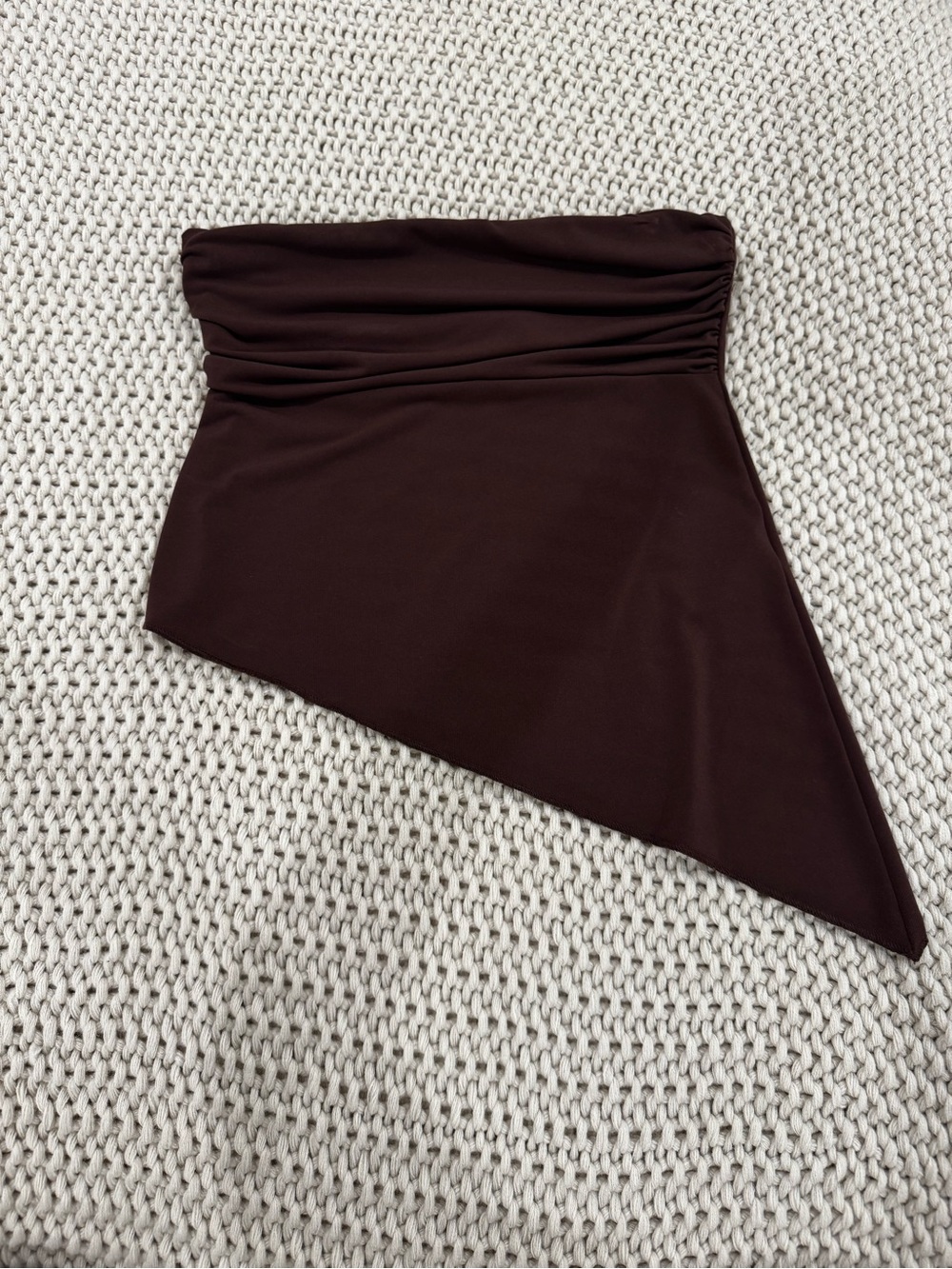 Urban Outfitters Asymmetrical Strapless Top in Dark Brown